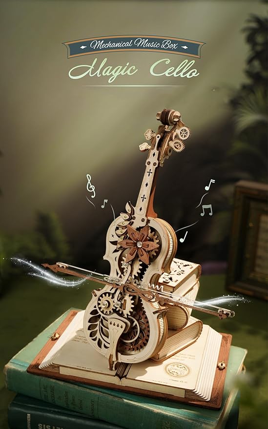 Magic Cello Adults 3D Puzzles -3D Wooden Puzzles for Adults - Wooden Music Box Puzzle to Build - Unique Music Gift Hobby Kits