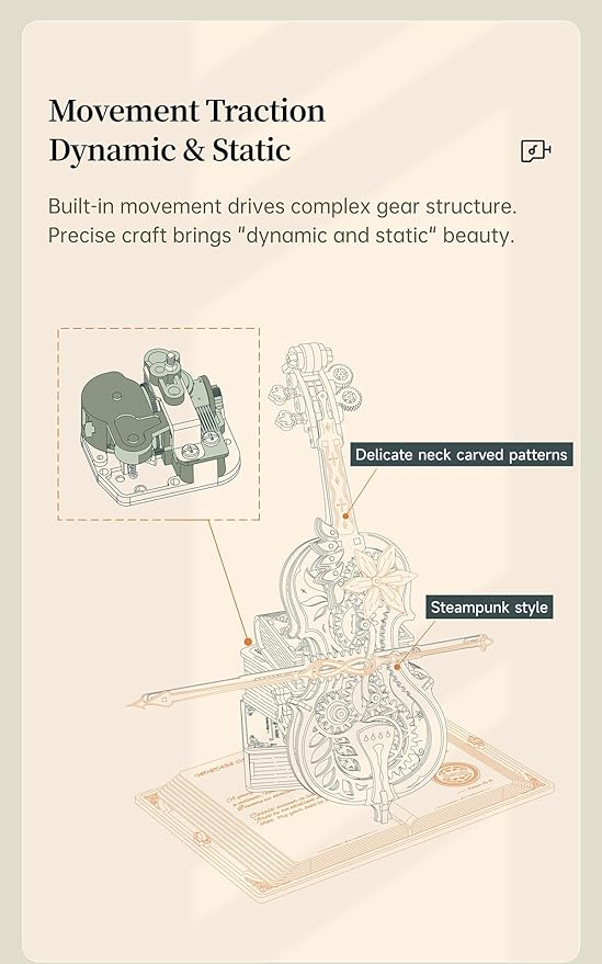 Magic Cello Adults 3D Puzzles -3D Wooden Puzzles for Adults - Wooden Music Box Puzzle to Build - Unique Music Gift Hobby Kits