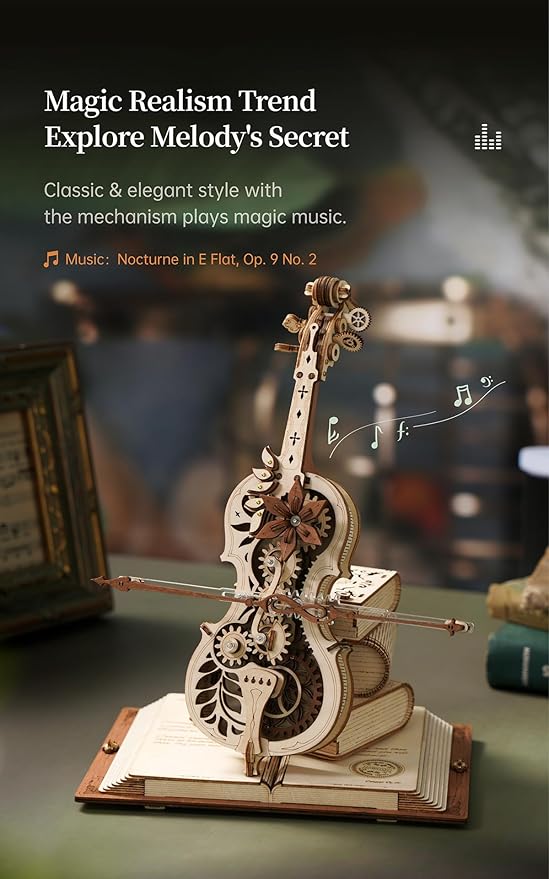 Magic Cello Adults 3D Puzzles -3D Wooden Puzzles for Adults - Wooden Music Box Puzzle to Build - Unique Music Gift Hobby Kits